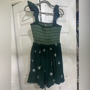 Free People Dark Green Dress with White Accents size large